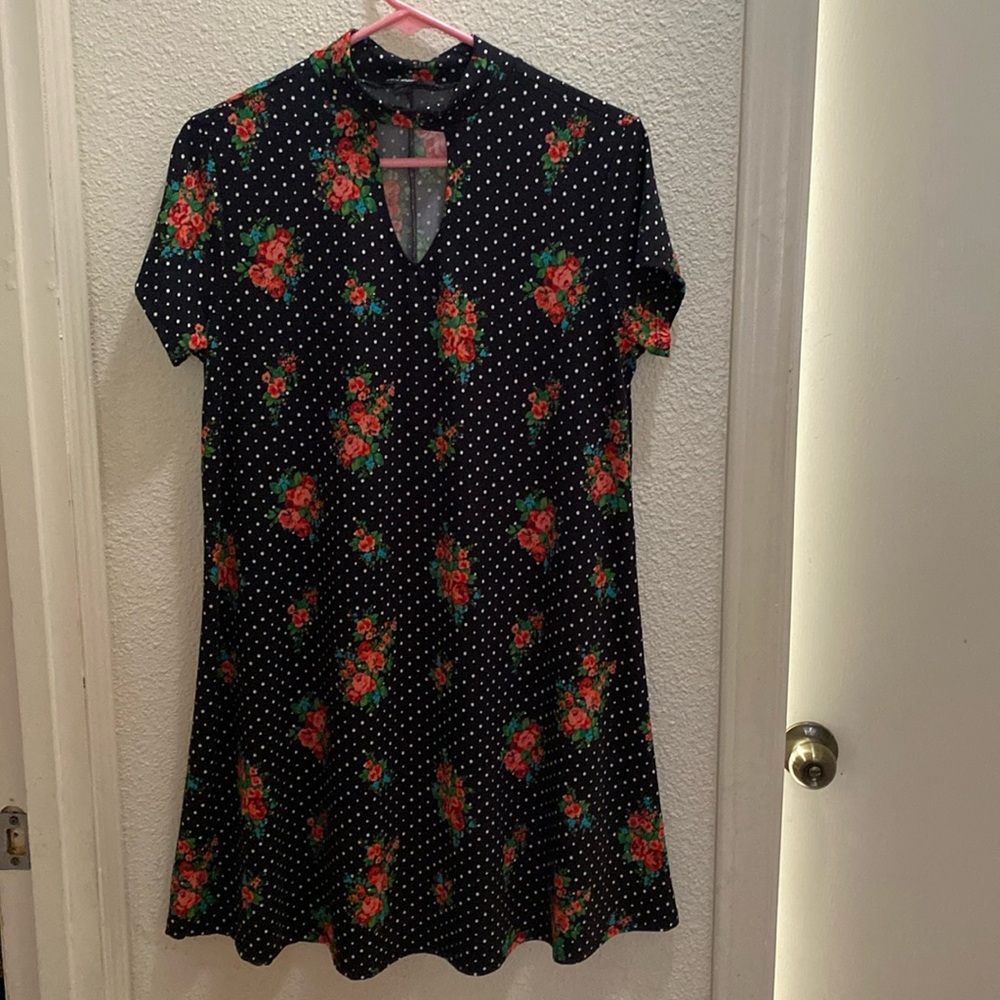 Joe Boxer Floral Black Pokka Dot sleep dress size L